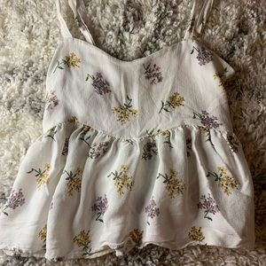 hollister cropped ruffle floral shirt, size xs